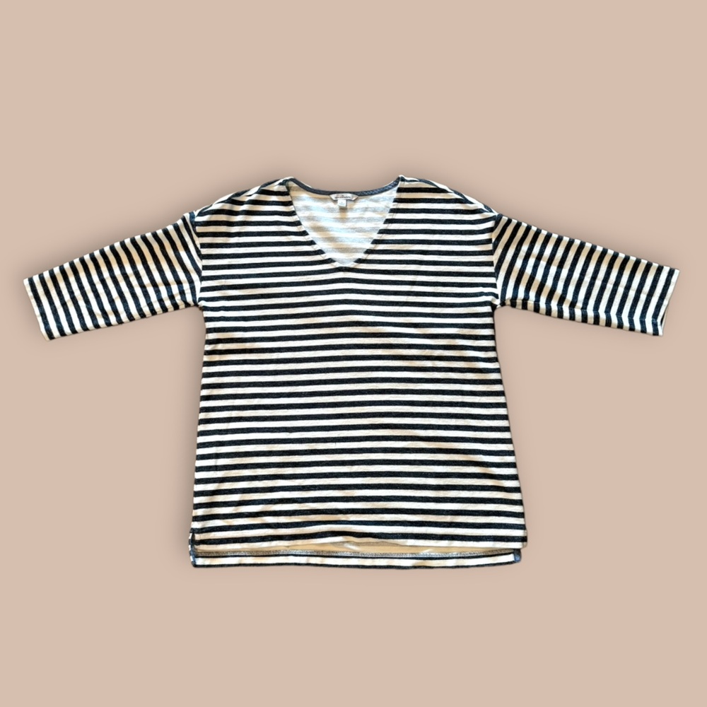 LL BEAN Blue&White Striped Cotton Top